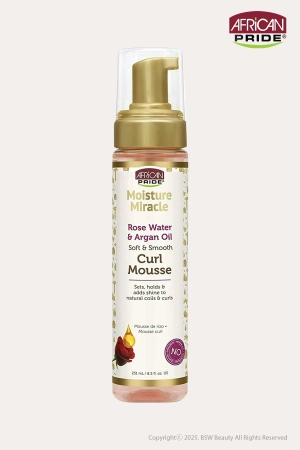 AFRICAN PRIDE MOISTURE MIRACLE ROSE WATER & ARGAN OIL SOFT & SMOOTH CURL MOUSSE 8.5oz