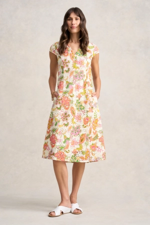 Broderie Printed Dress - Floral White Print