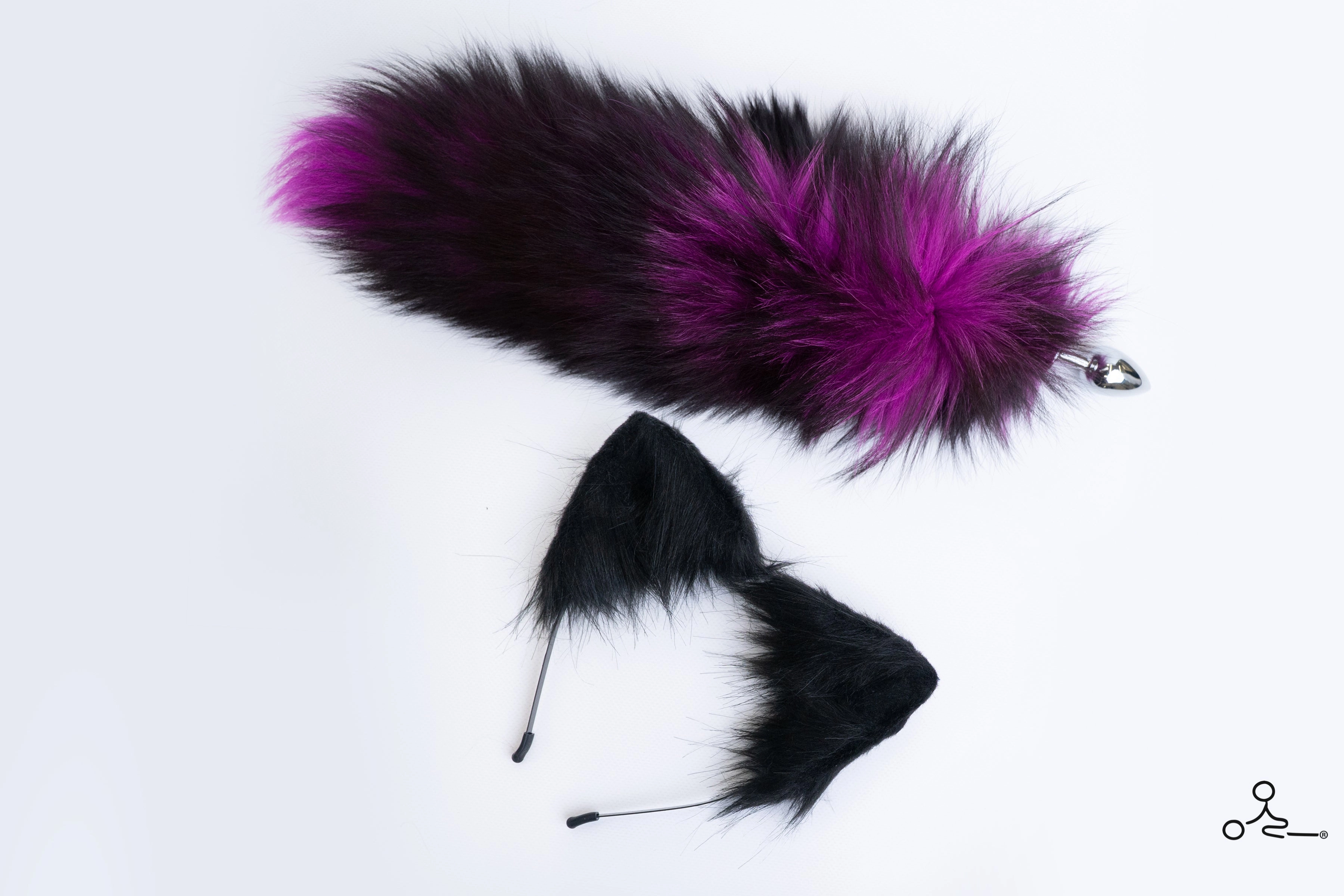 Butt Plug Tail Purple Fade Foxtail Plug Set