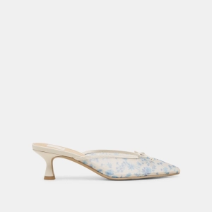CLEO HEELS BLUE FLORAL MESH