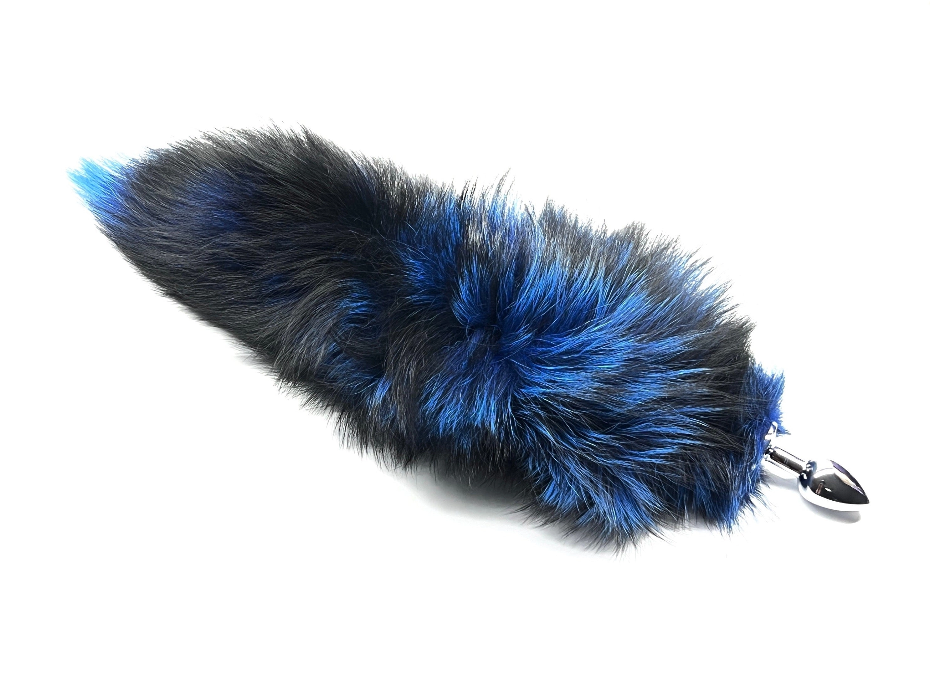 Cobalt Blue Foxtail Butt Plug Set