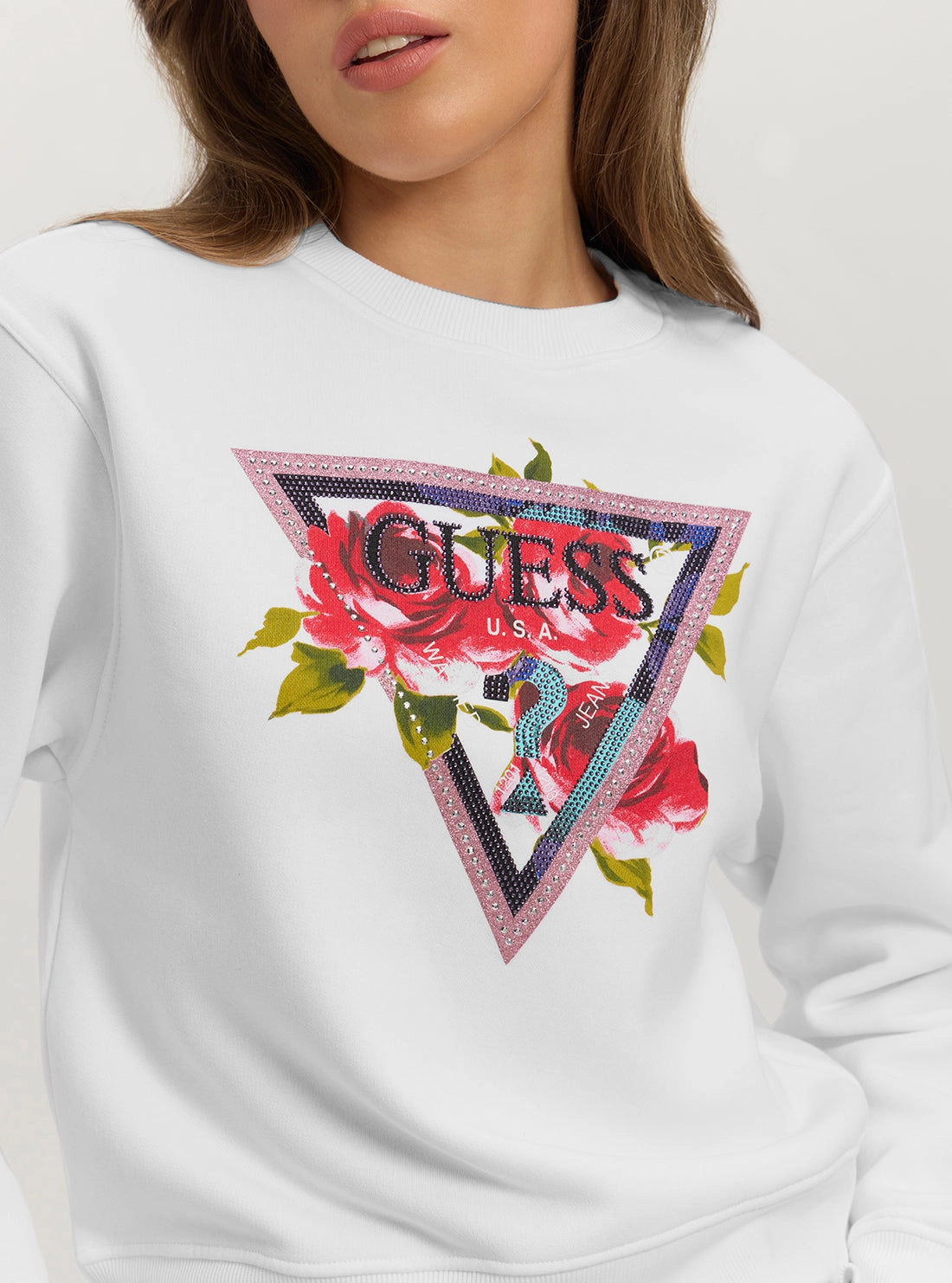 Eco White Roses Logo Jumper