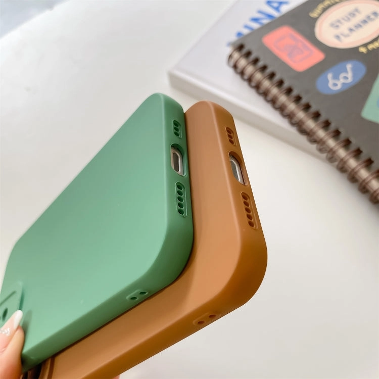 For iPhone 11 Straight-Edge Solid Color Liquid Silicone Shockproof Full Coverage Protective Case