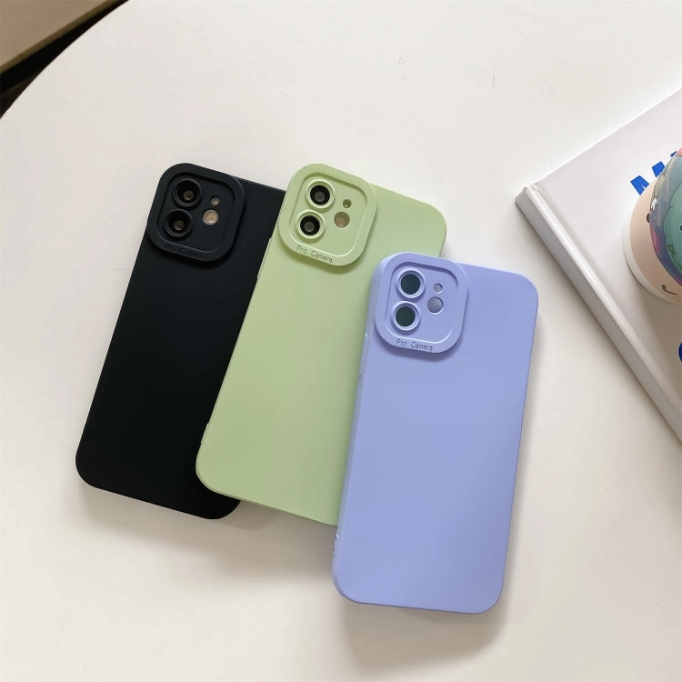For iPhone 11 Straight-Edge Solid Color Liquid Silicone Shockproof Full Coverage Protective Case
