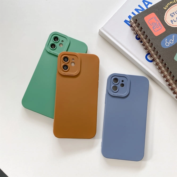 For iPhone 11 Straight-Edge Solid Color Liquid Silicone Shockproof Full Coverage Protective Case