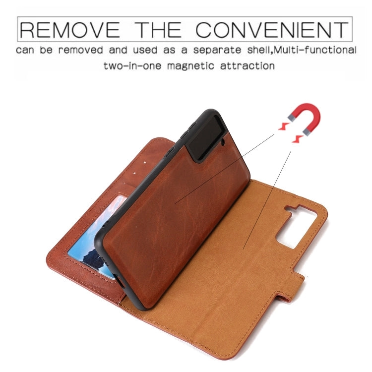 For Samsung Galaxy S21  5G Crazy Horse Texture Detachable Magnetic Back Cover Horizontal Flip