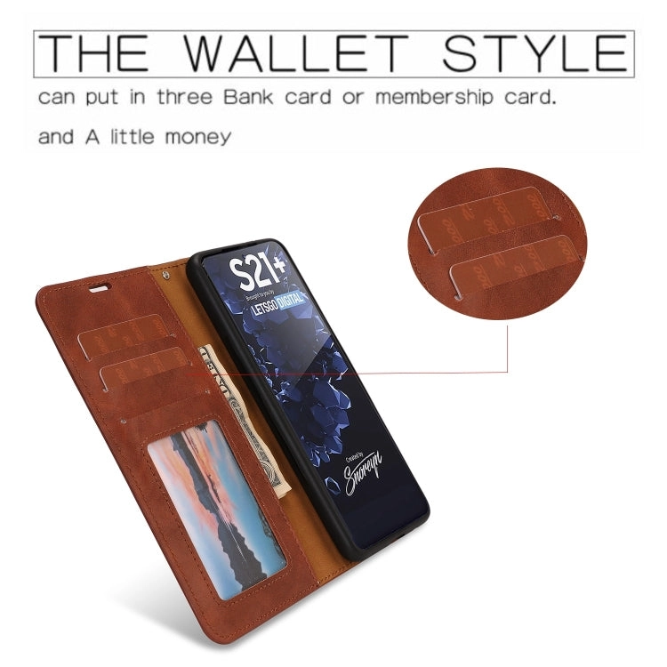 For Samsung Galaxy S21  5G Crazy Horse Texture Detachable Magnetic Back Cover Horizontal Flip