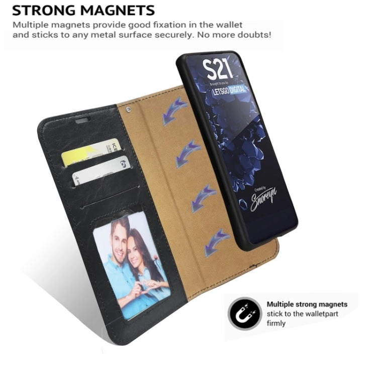 For Samsung Galaxy S21  5G Crazy Horse Texture Detachable Magnetic Back Cover Horizontal Flip