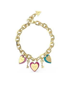 Gold All You Need Is Love Heart Charm Bracelet