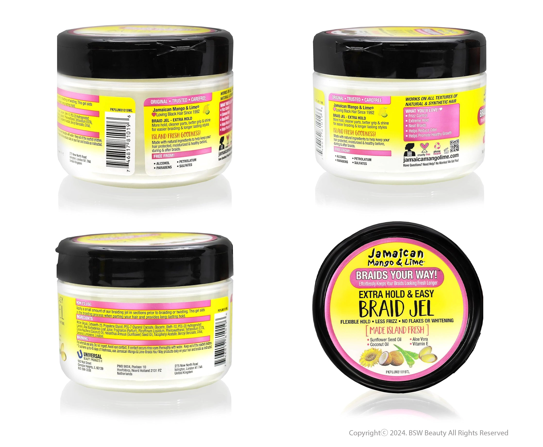 JAMAICAN MANGO&LIME EXTRA HOLD & EAST BRAID JEL 8oz