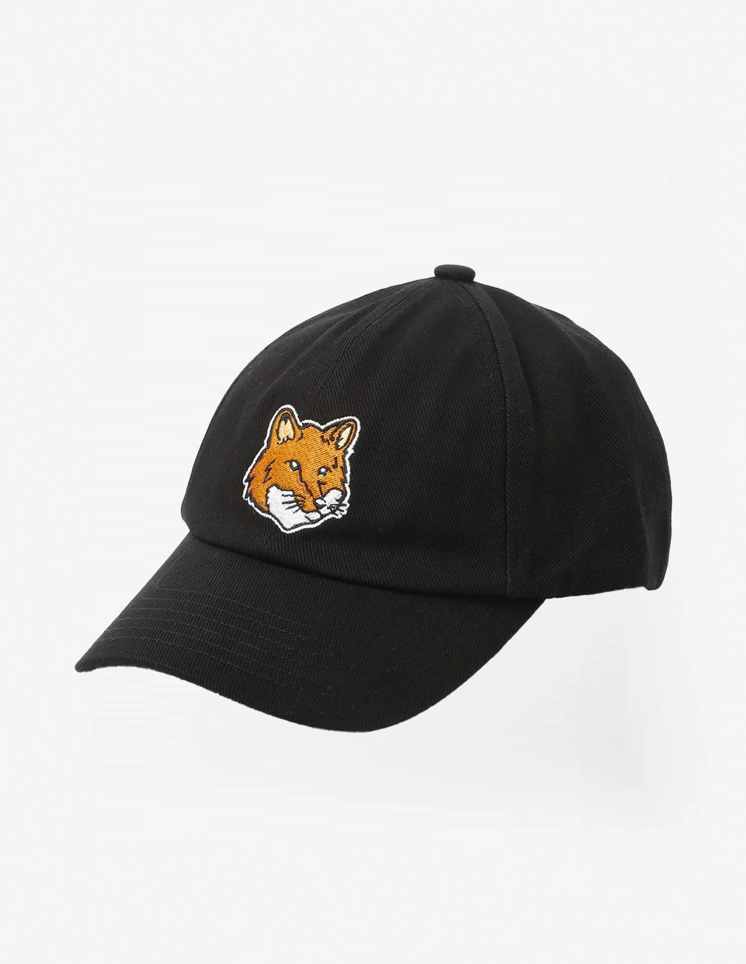 Large Fox Head Embroidery 6p Cap Black