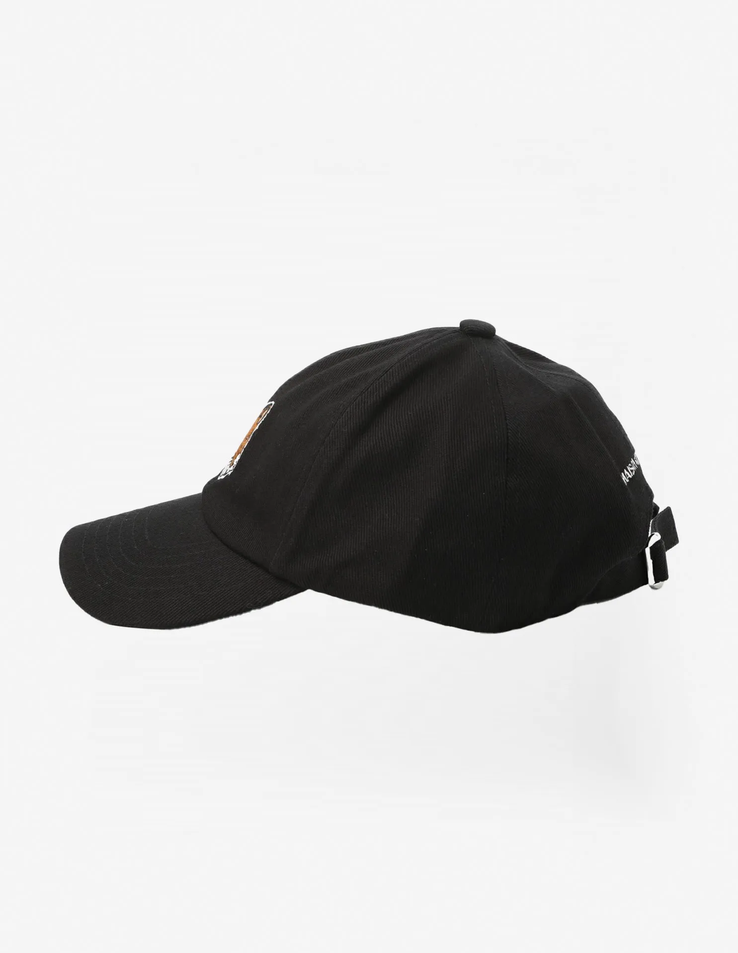 Large Fox Head Embroidery 6p Cap Black