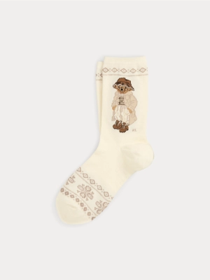 Polo Bear Embroidered Socks Ivory/Beige