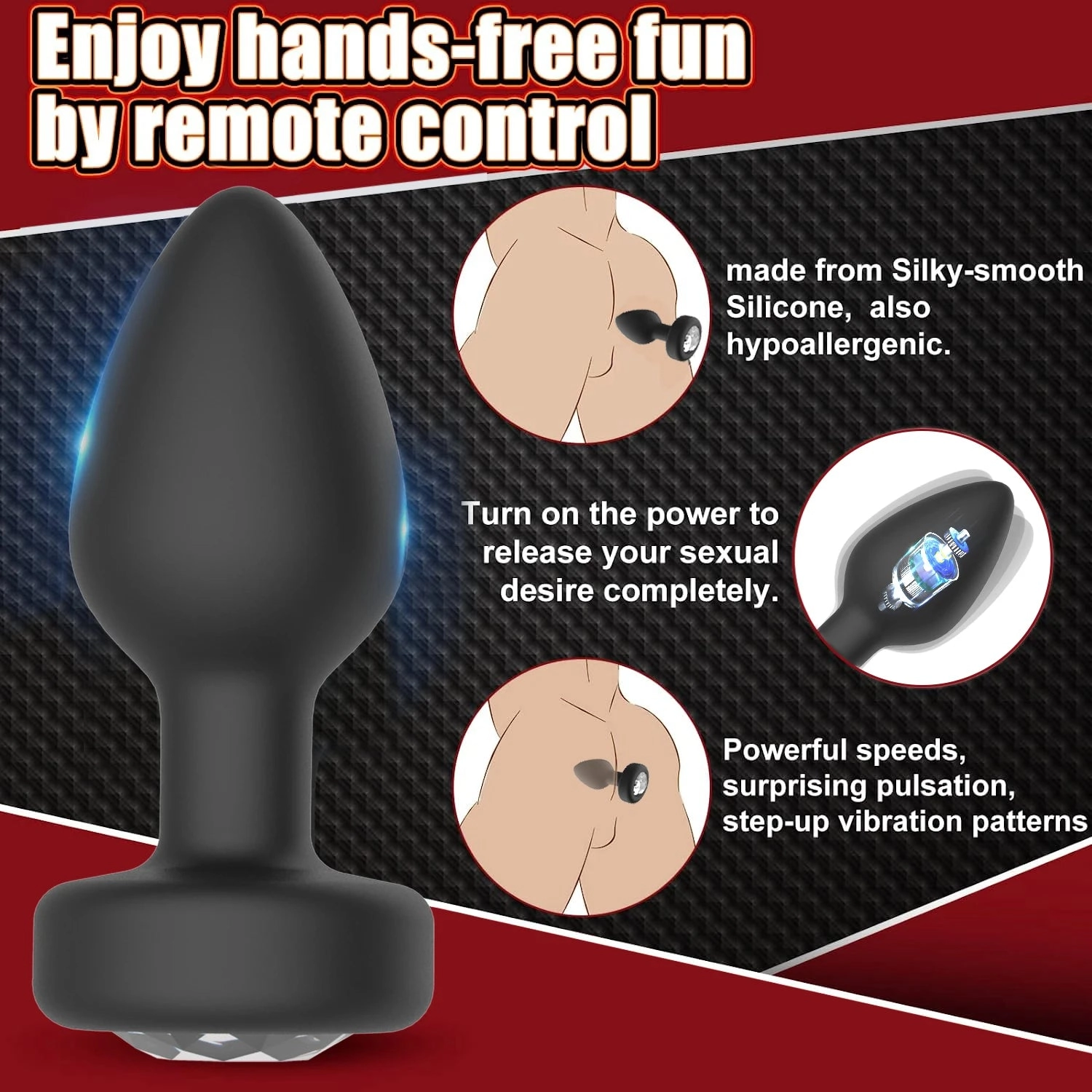 Remote Vibrating Butt Plug 10 Speeds Anal Plug