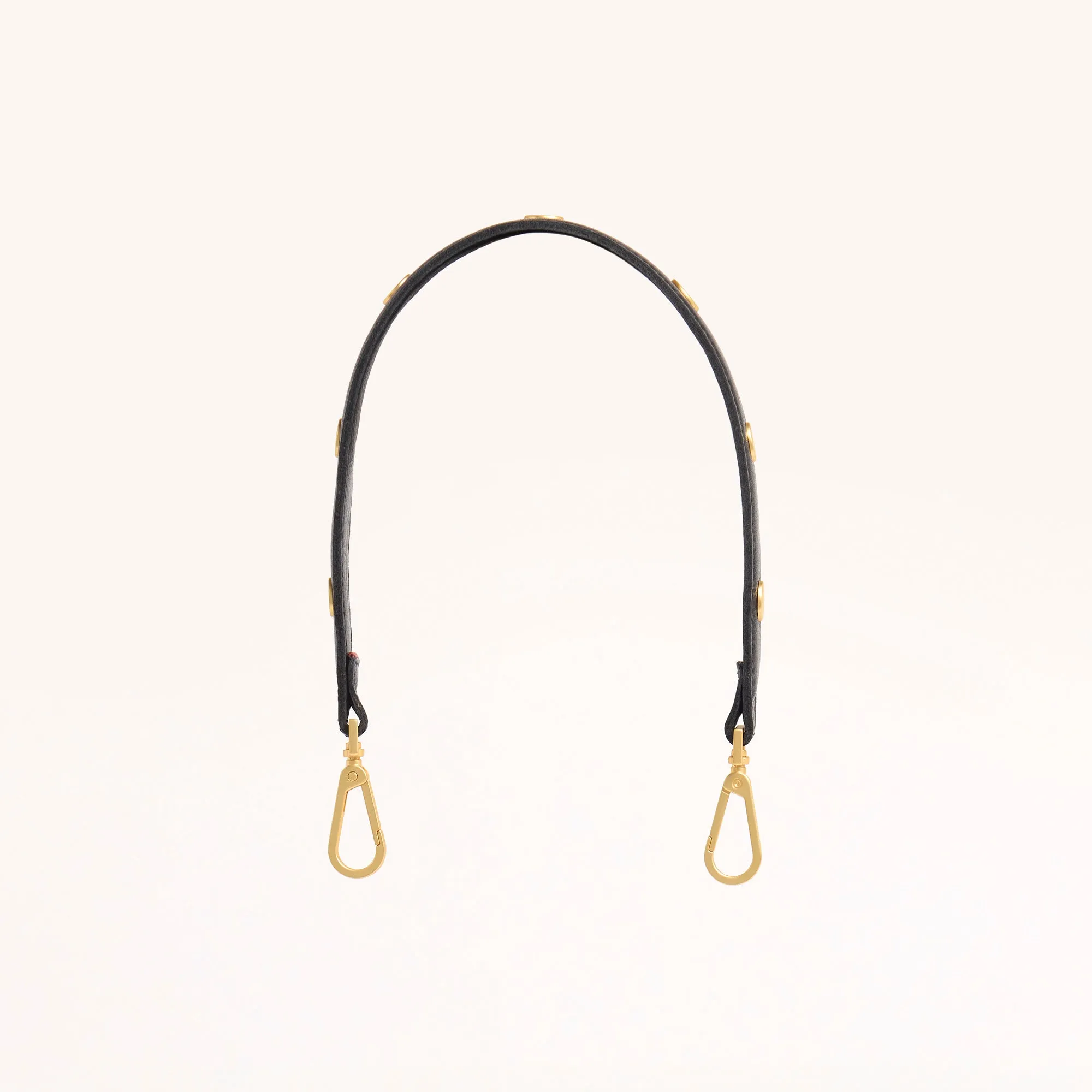 Riveted Shoulder Strap | Black Pebbled/Brushed Gold
