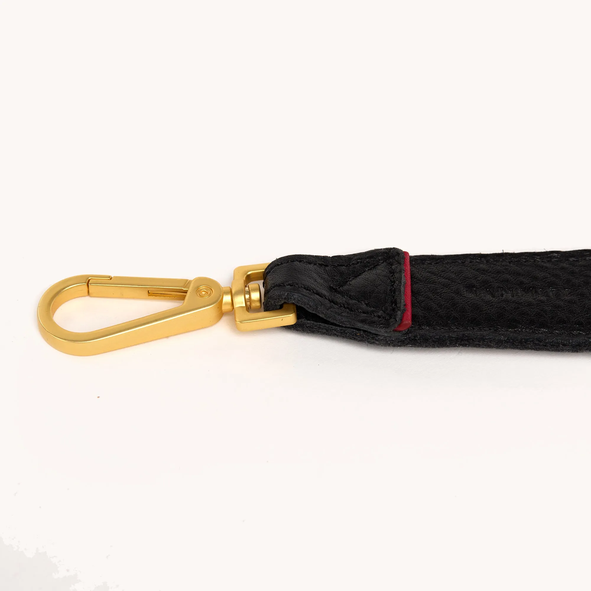Riveted Shoulder Strap | Black Pebbled/Brushed Gold