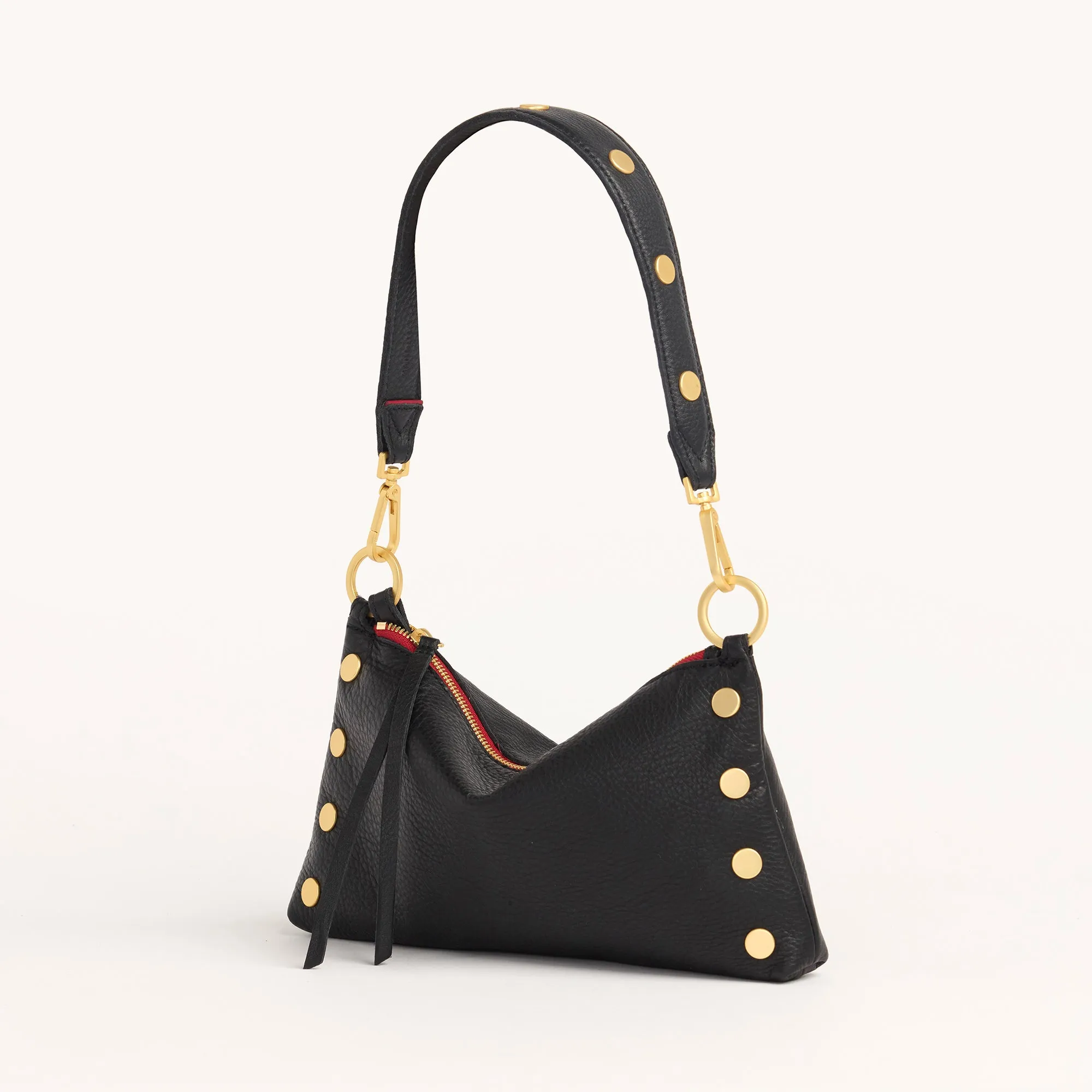 Riveted Shoulder Strap | Black Pebbled/Brushed Gold