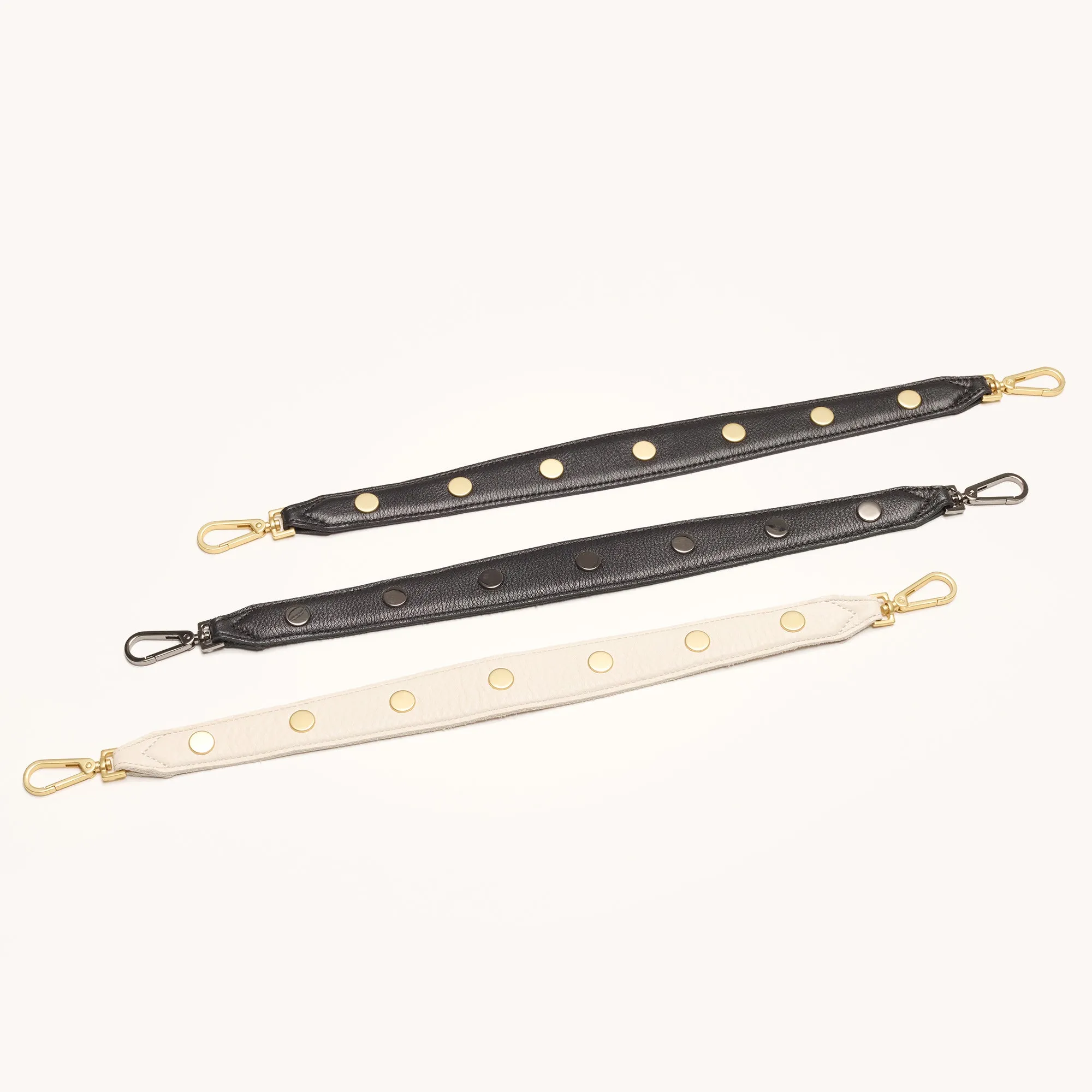 Riveted Shoulder Strap | Black Pebbled/Brushed Gold