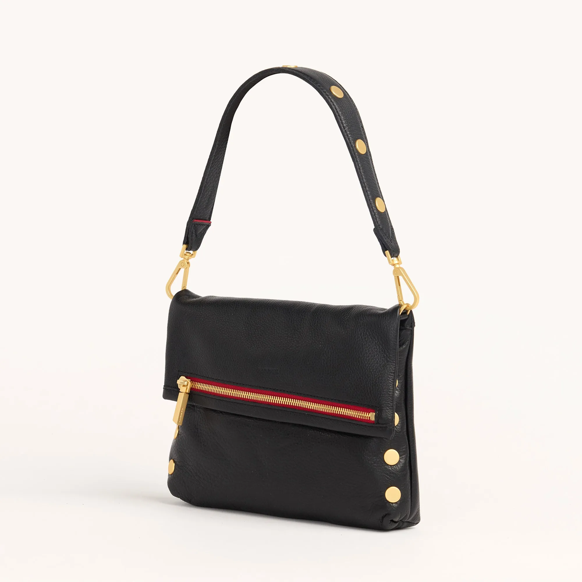 Riveted Shoulder Strap | Black Pebbled/Brushed Gold