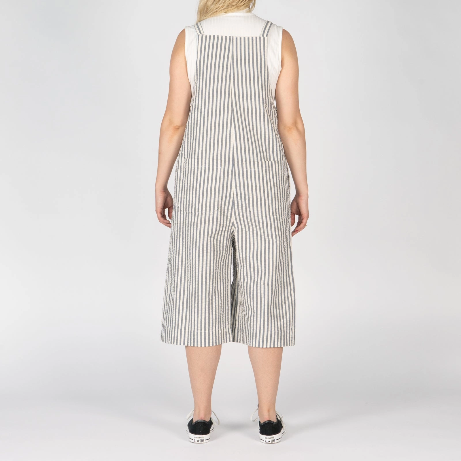 Romper - Seersucker Stripe - Blue/Cream