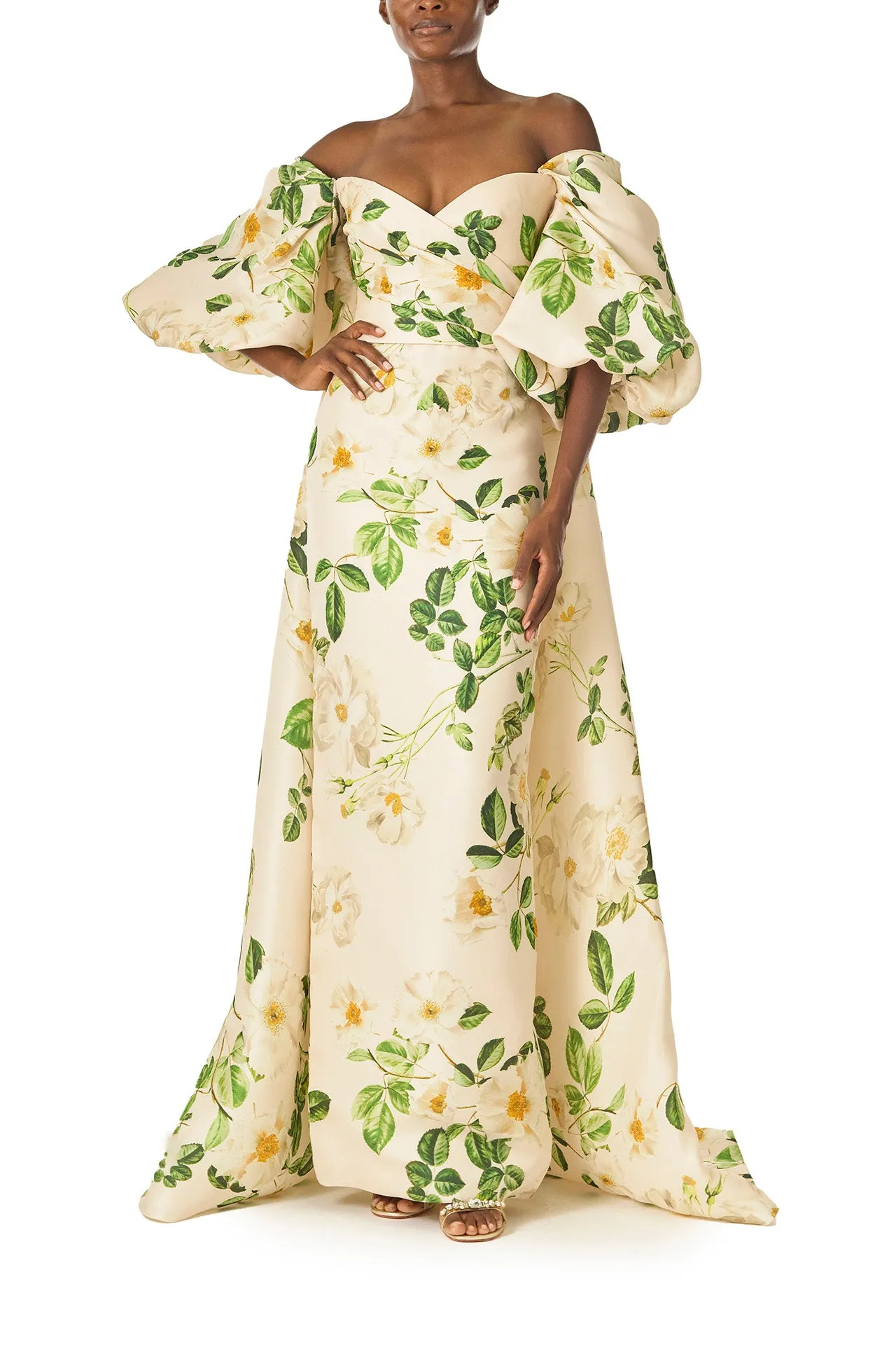 Rose Printed Column Gown