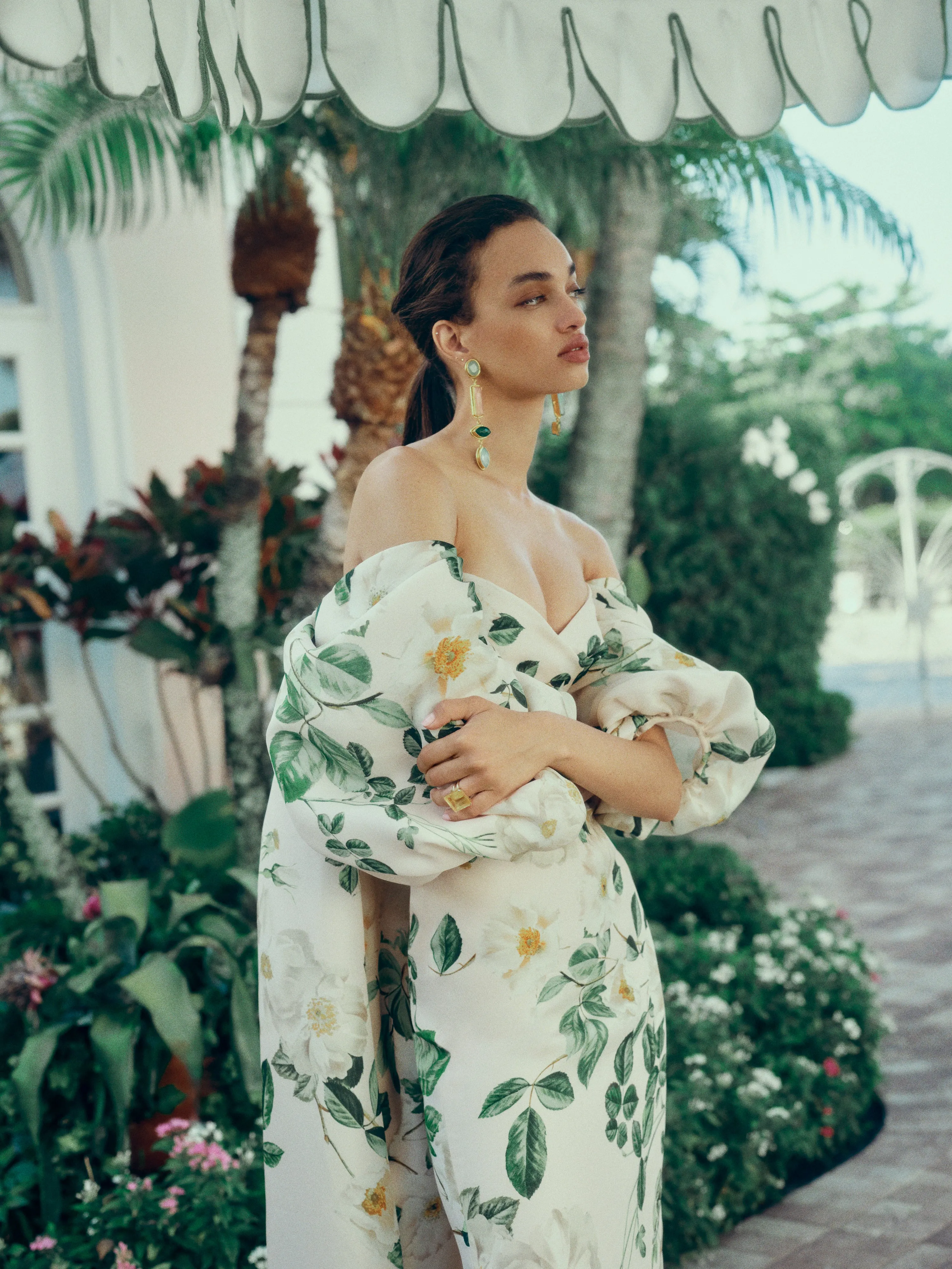 Rose Printed Column Gown