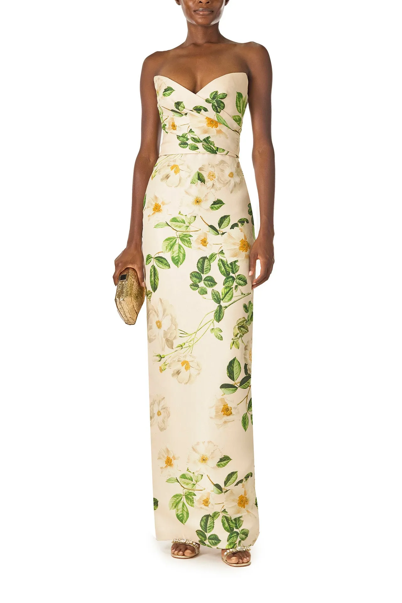 Rose Printed Column Gown