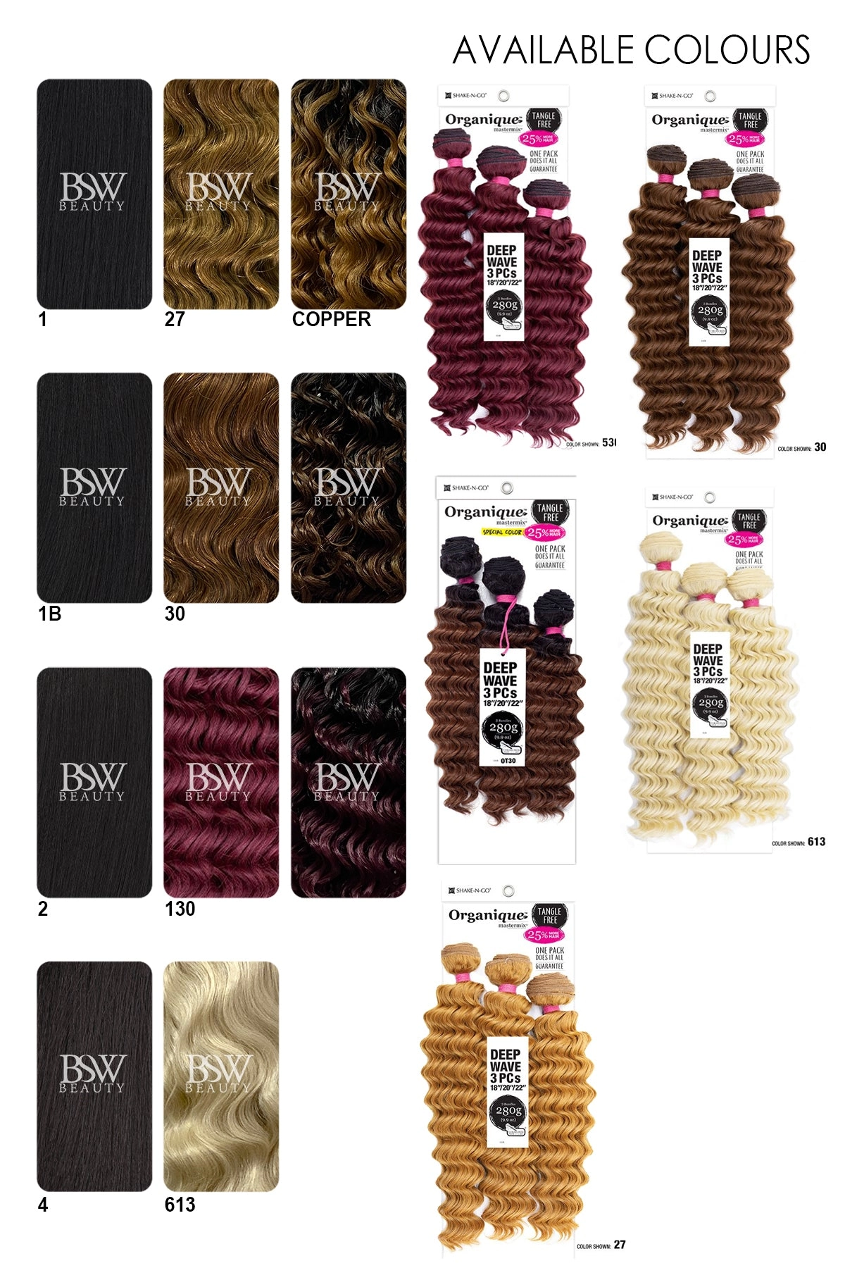 SHAKE N GO ORGANIQUE DEEP WAVE 3PCS (18"20"22")