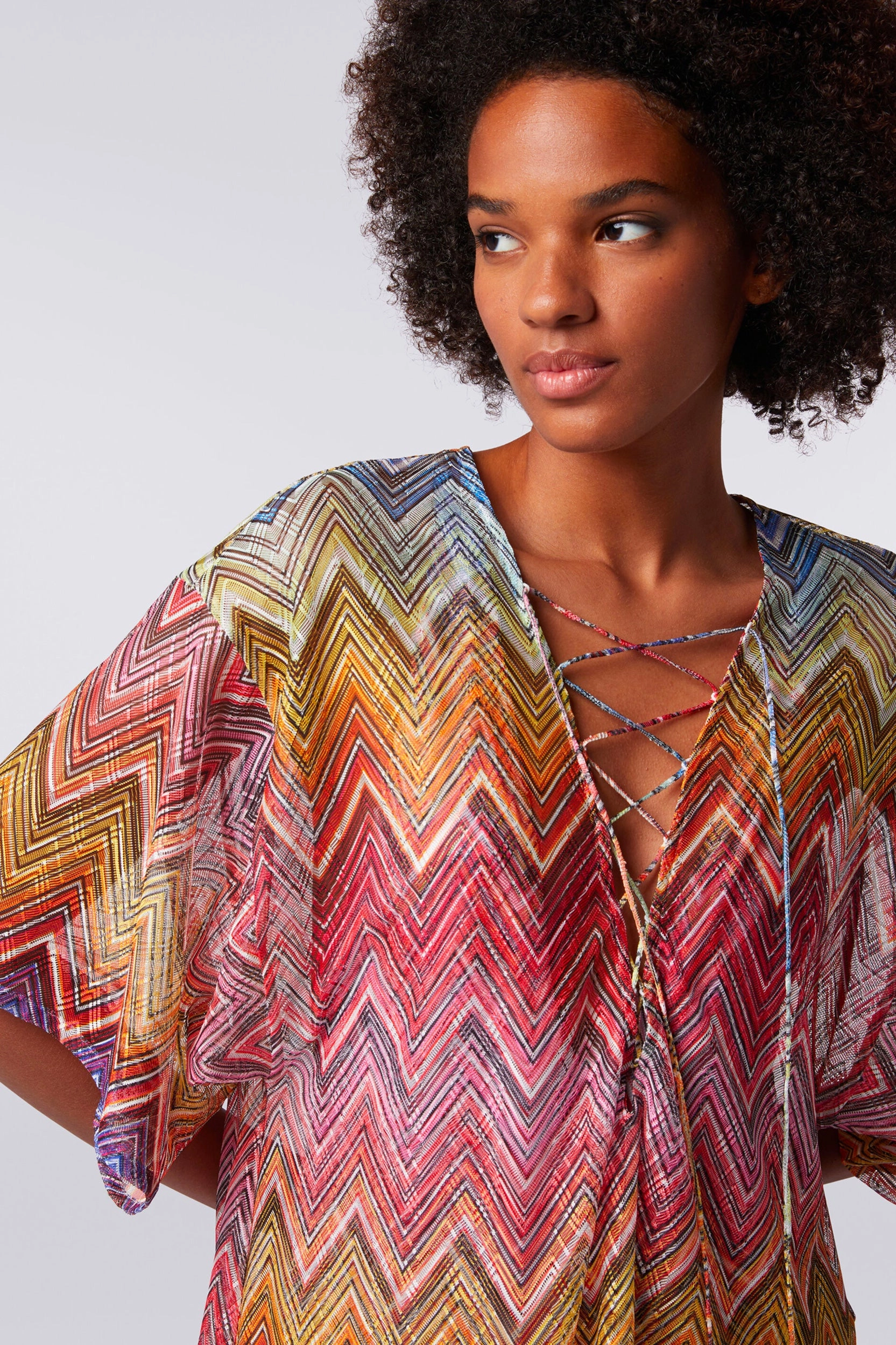 Short Zigzag Kaftan in Multi