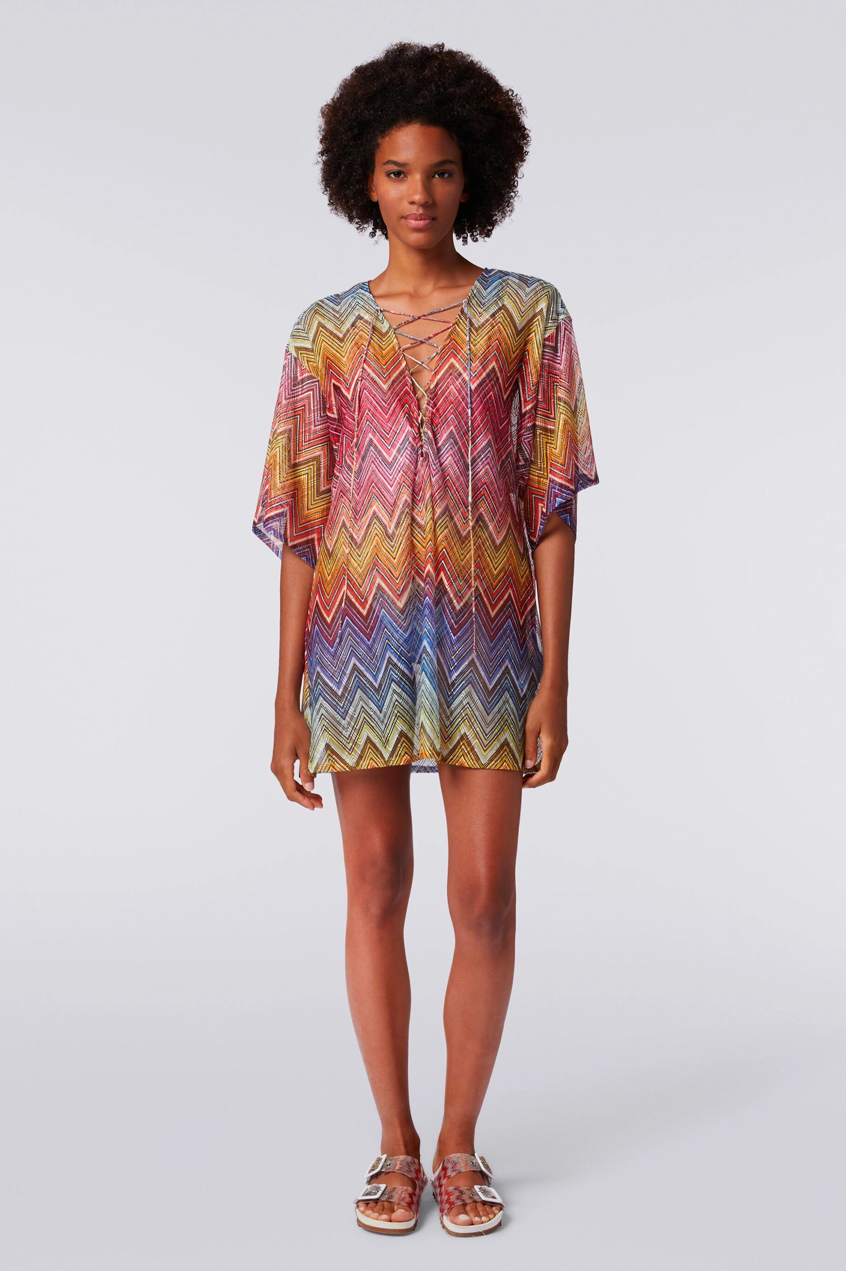 Short Zigzag Kaftan in Multi