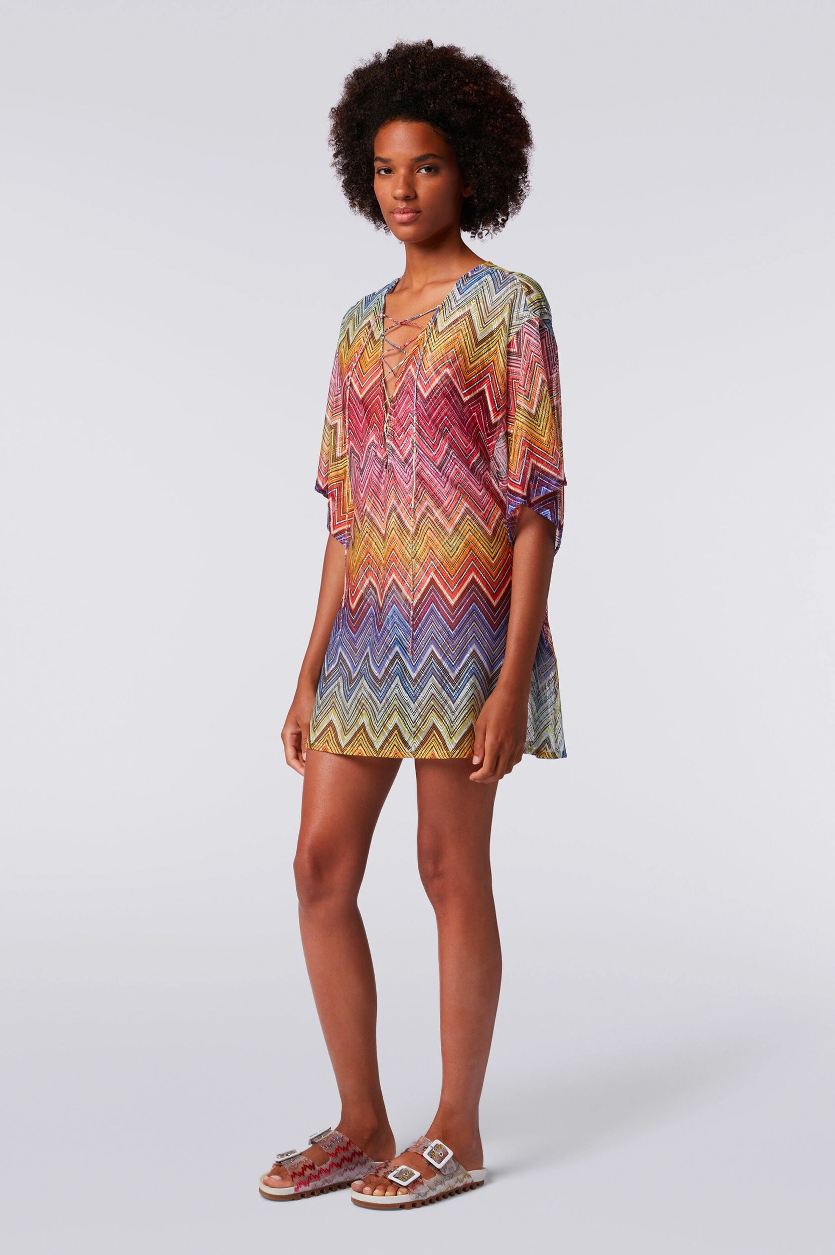 Short Zigzag Kaftan in Multi