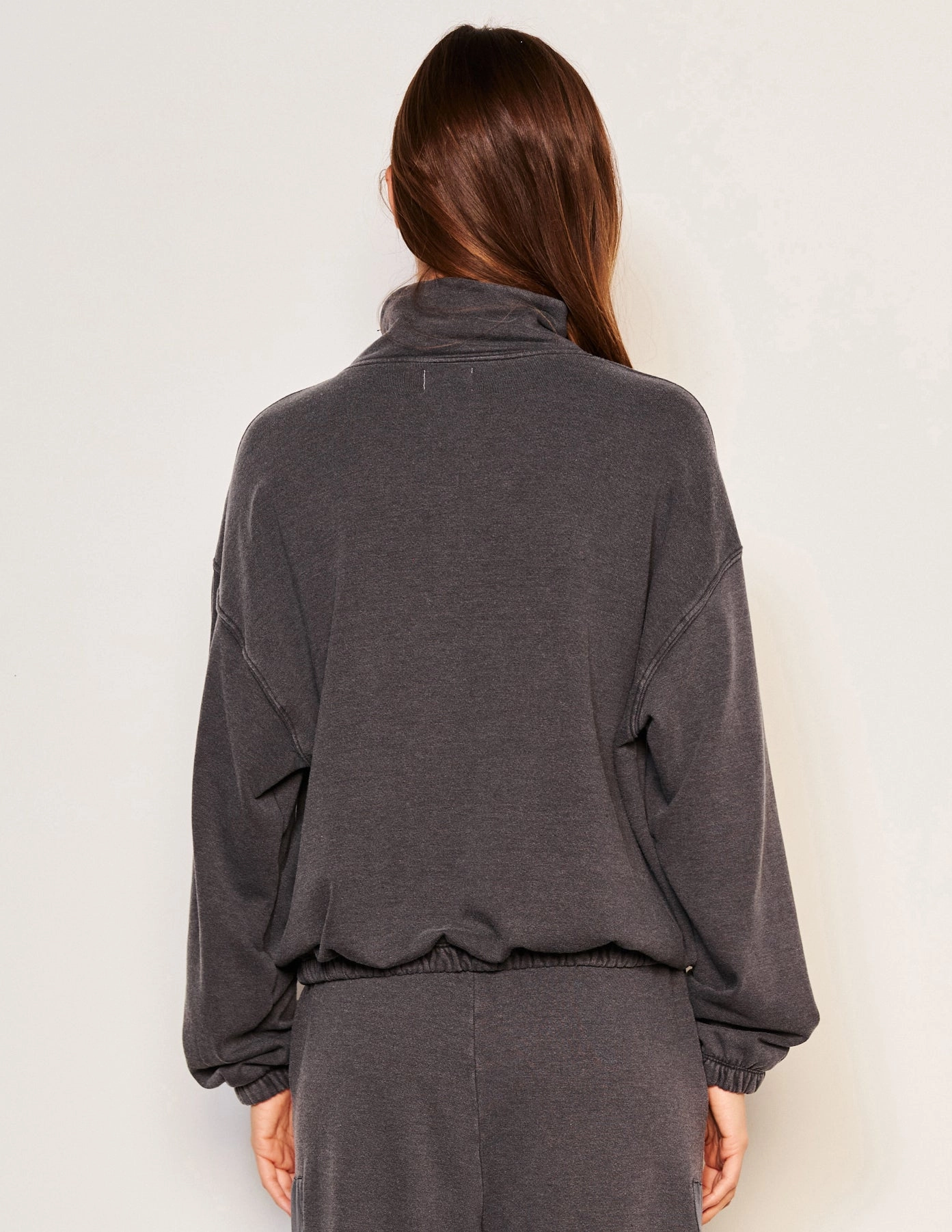 Sundry Mixed Media Half Zip Popover & Sundry Jogger Stripe Set in Washed Black