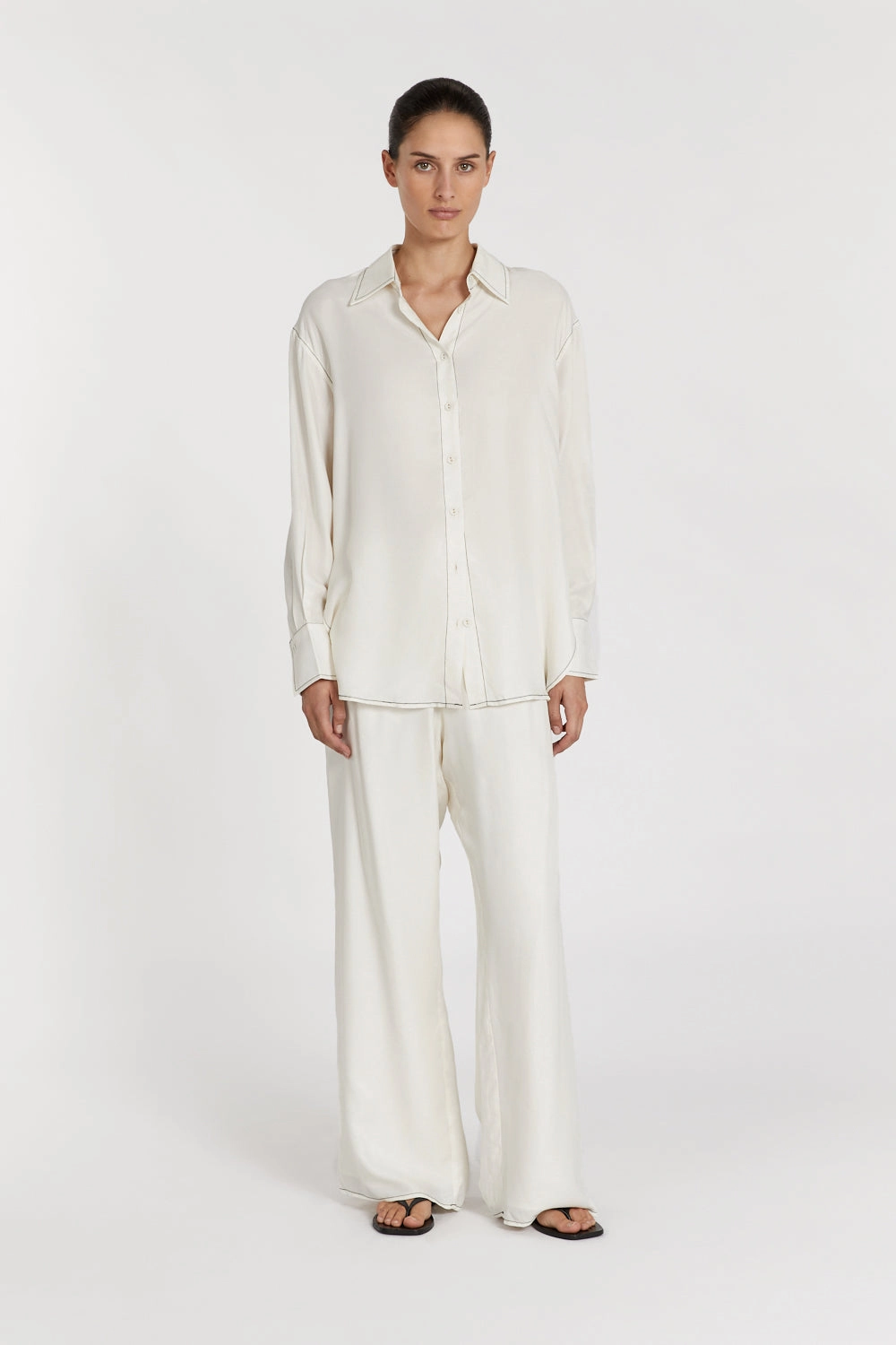 TALI CREAM CUPRO LONG SLEEVE SHIRT