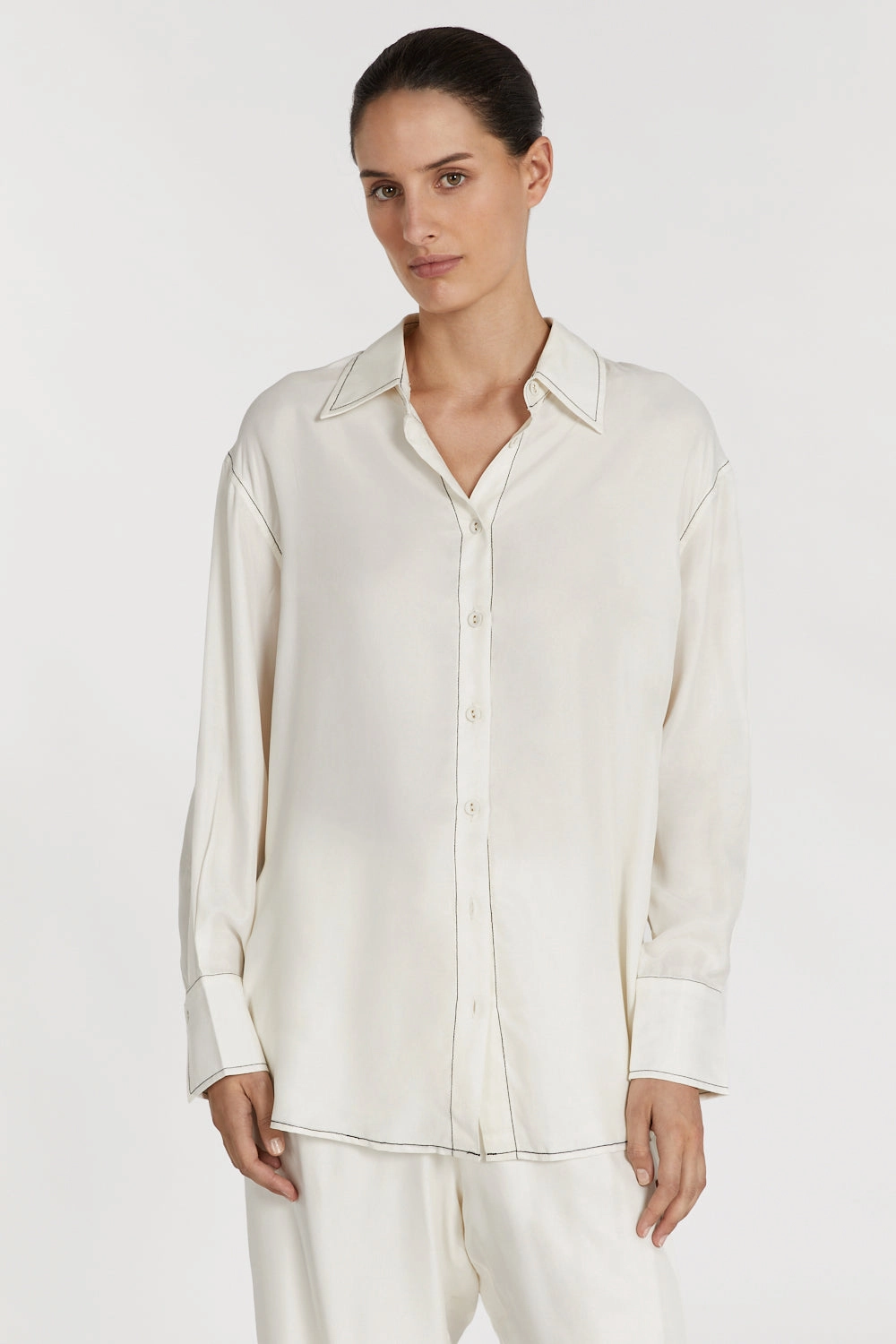 TALI CREAM CUPRO LONG SLEEVE SHIRT
