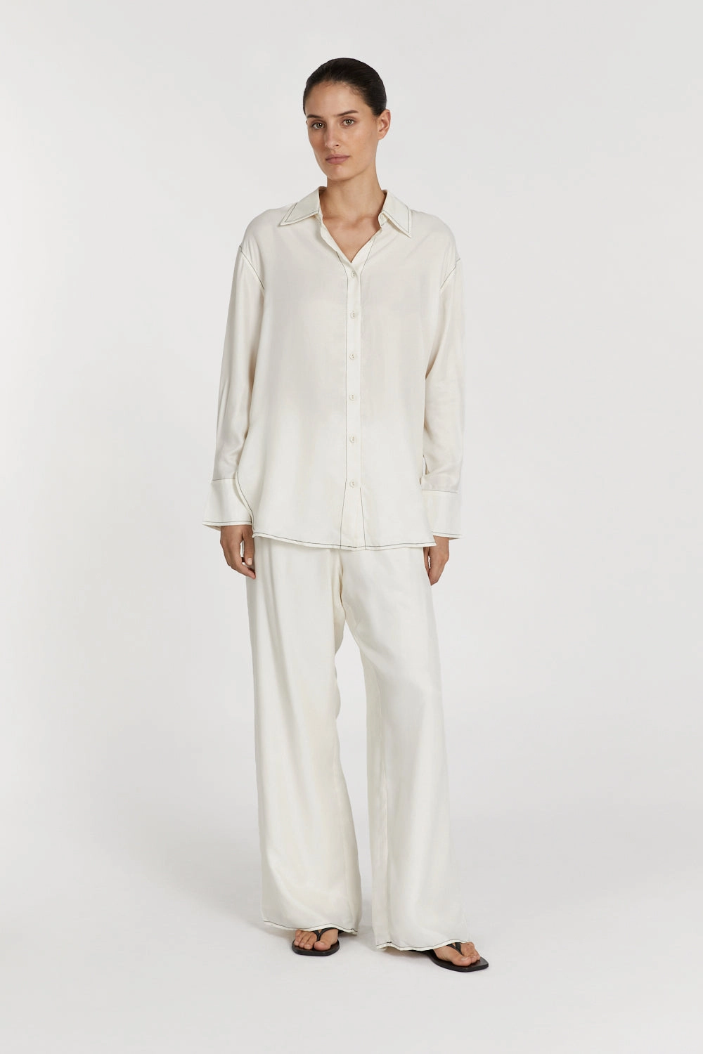 TALI CREAM CUPRO LONG SLEEVE SHIRT