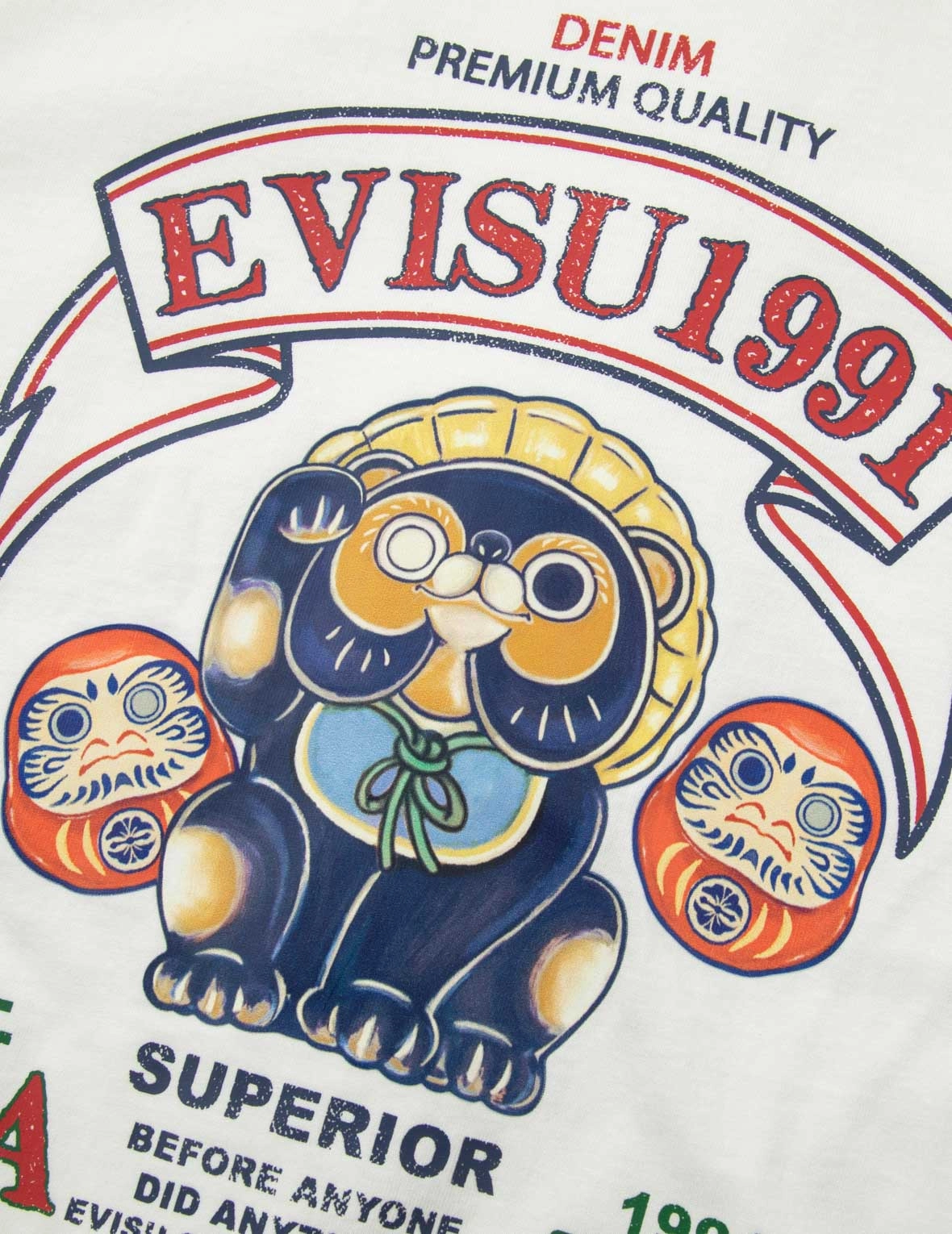 Tanuki and Daruma Print Regular Fit T-Shirt