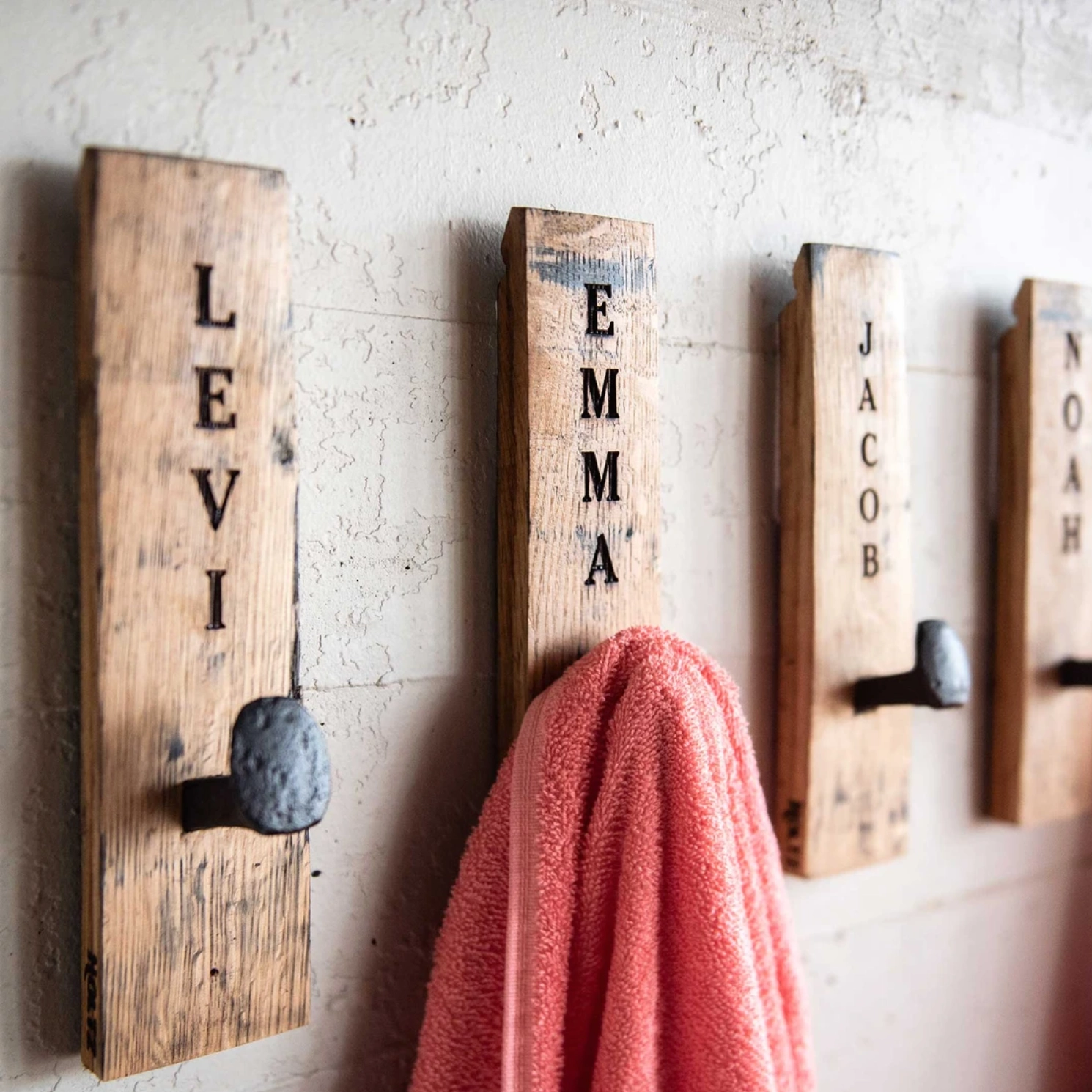 Tennessee Whiskey Barrel Stave Towel Hanger Wall Hooks