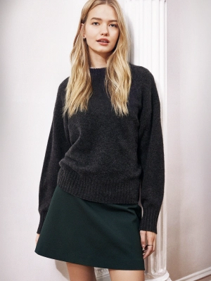 The Yak Wool Crewneck  in Charcoal Grey