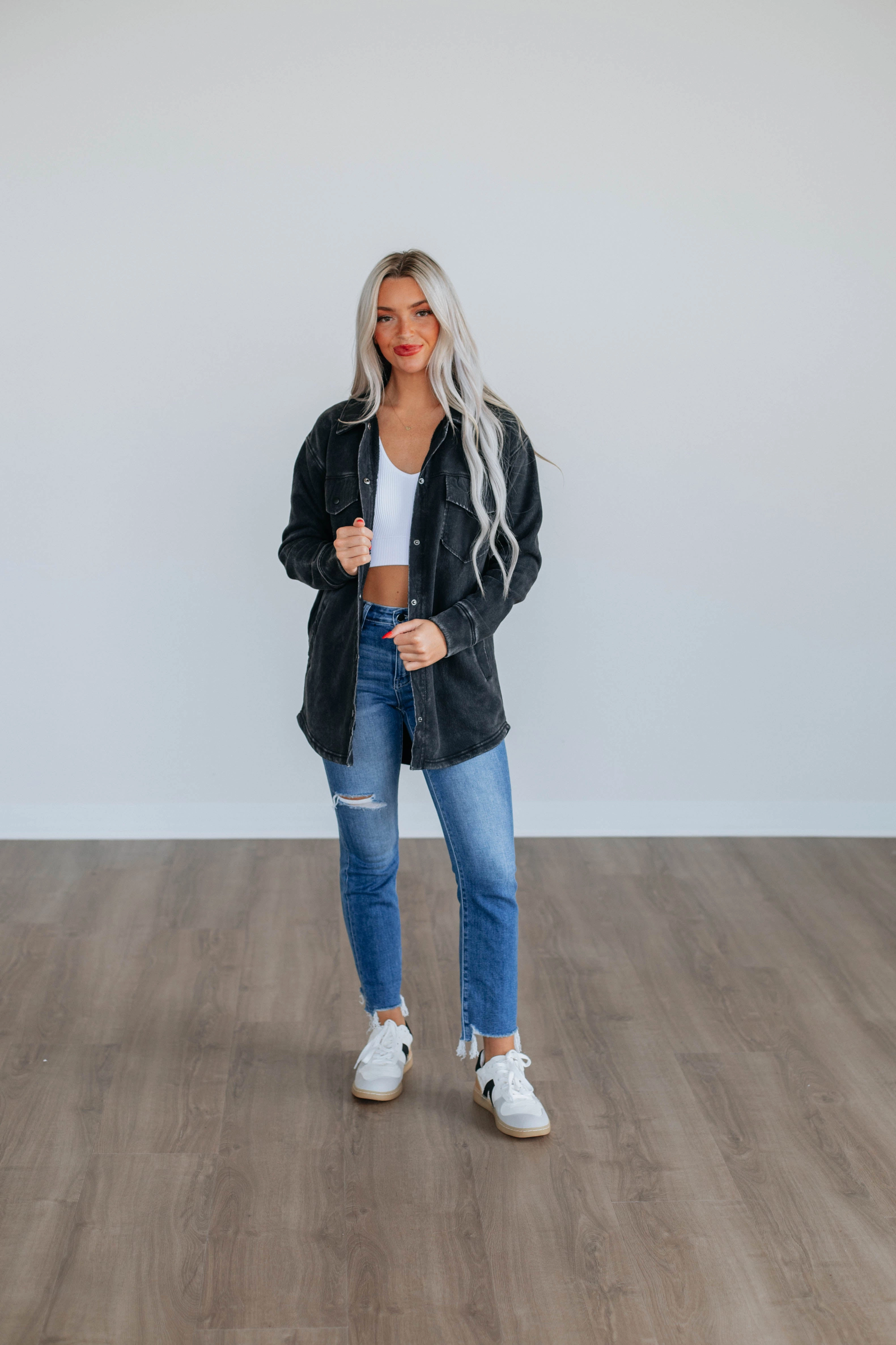 Venus Snap Shacket - Vintage Black