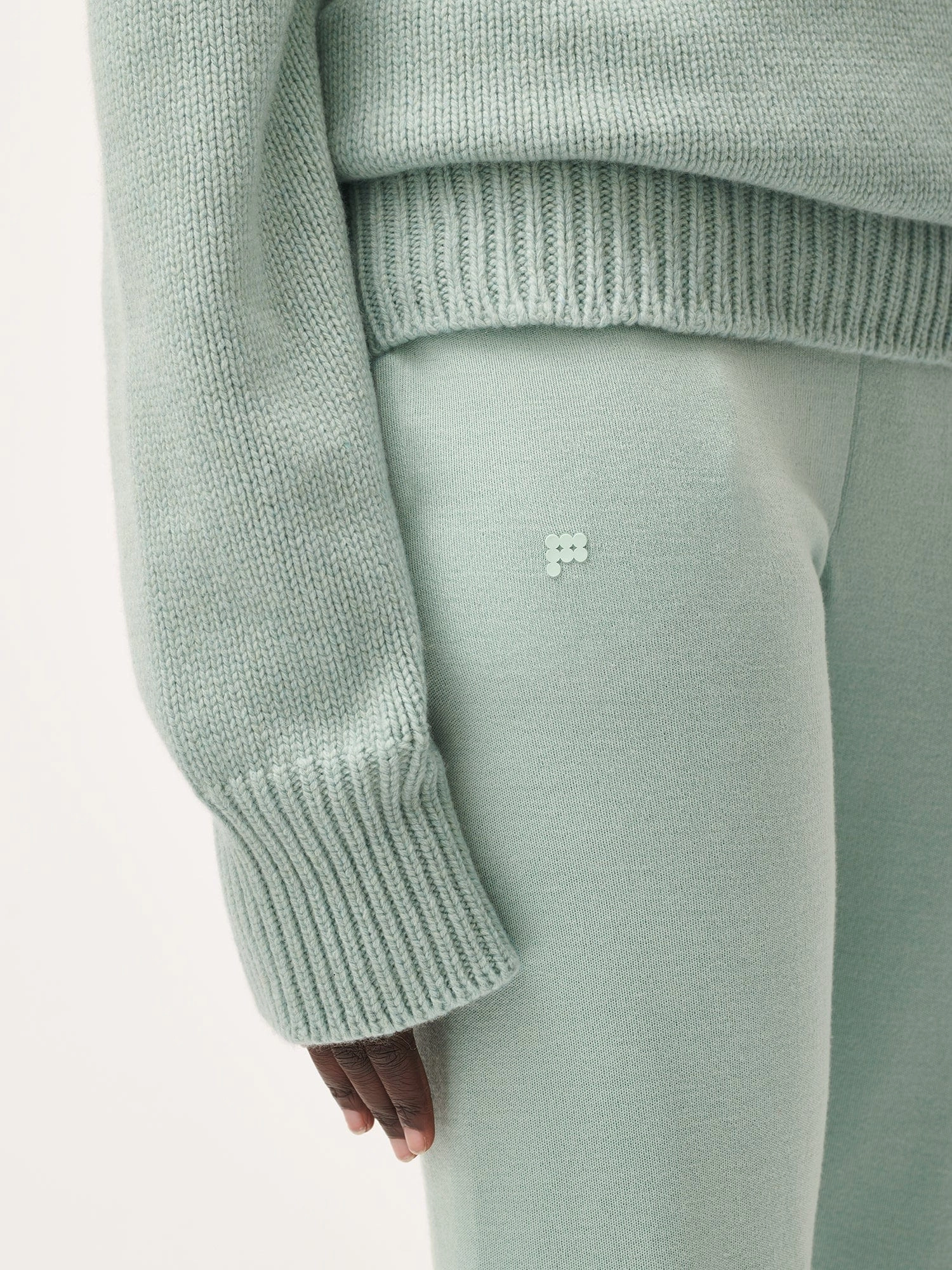 Womens Regenerative Merino Wool Track Pants—eucalyptus blue