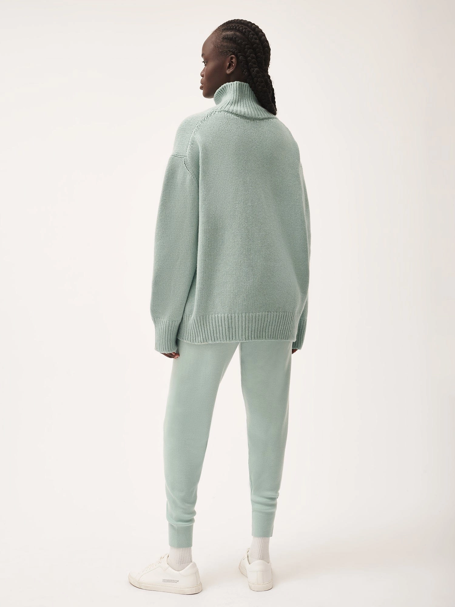 Womens Regenerative Merino Wool Track Pants—eucalyptus blue