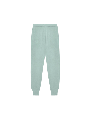 Womens Regenerative Merino Wool Track Pants—eucalyptus blue