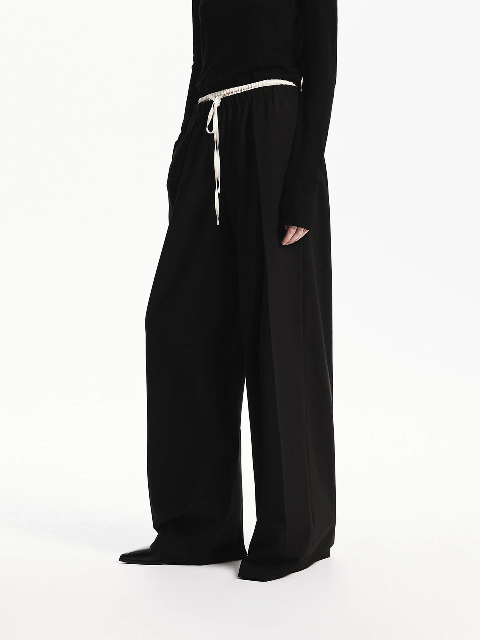 Wool Blend Contrast Pants