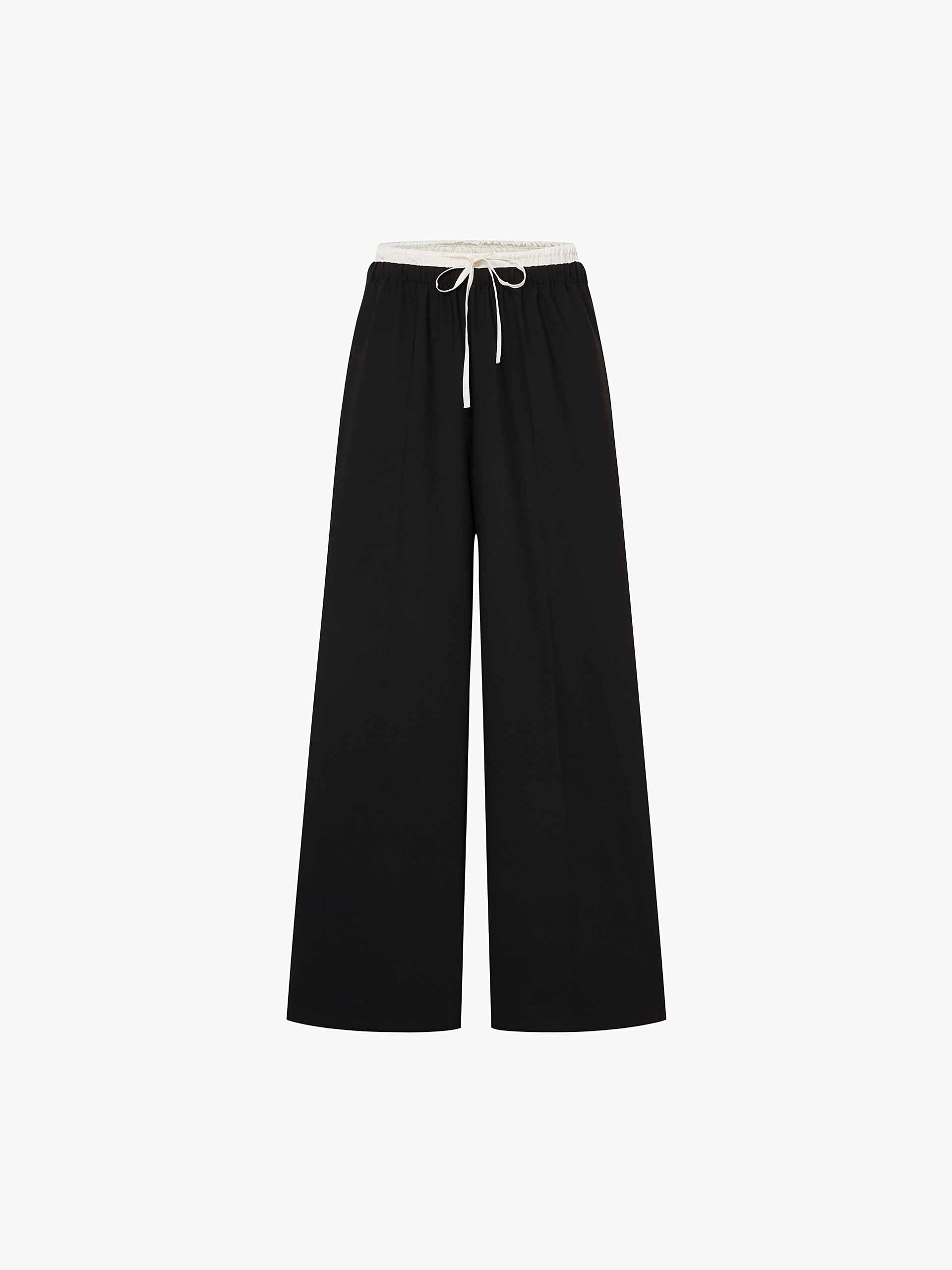 Wool Blend Contrast Pants