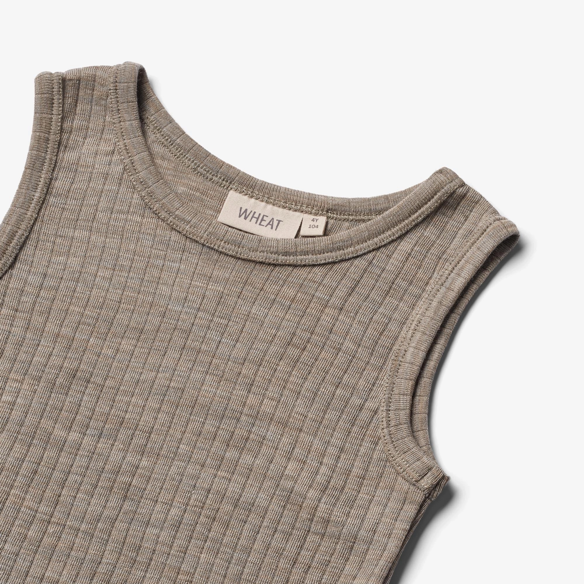 Wool Silk Singlet Iggy - khaki melange