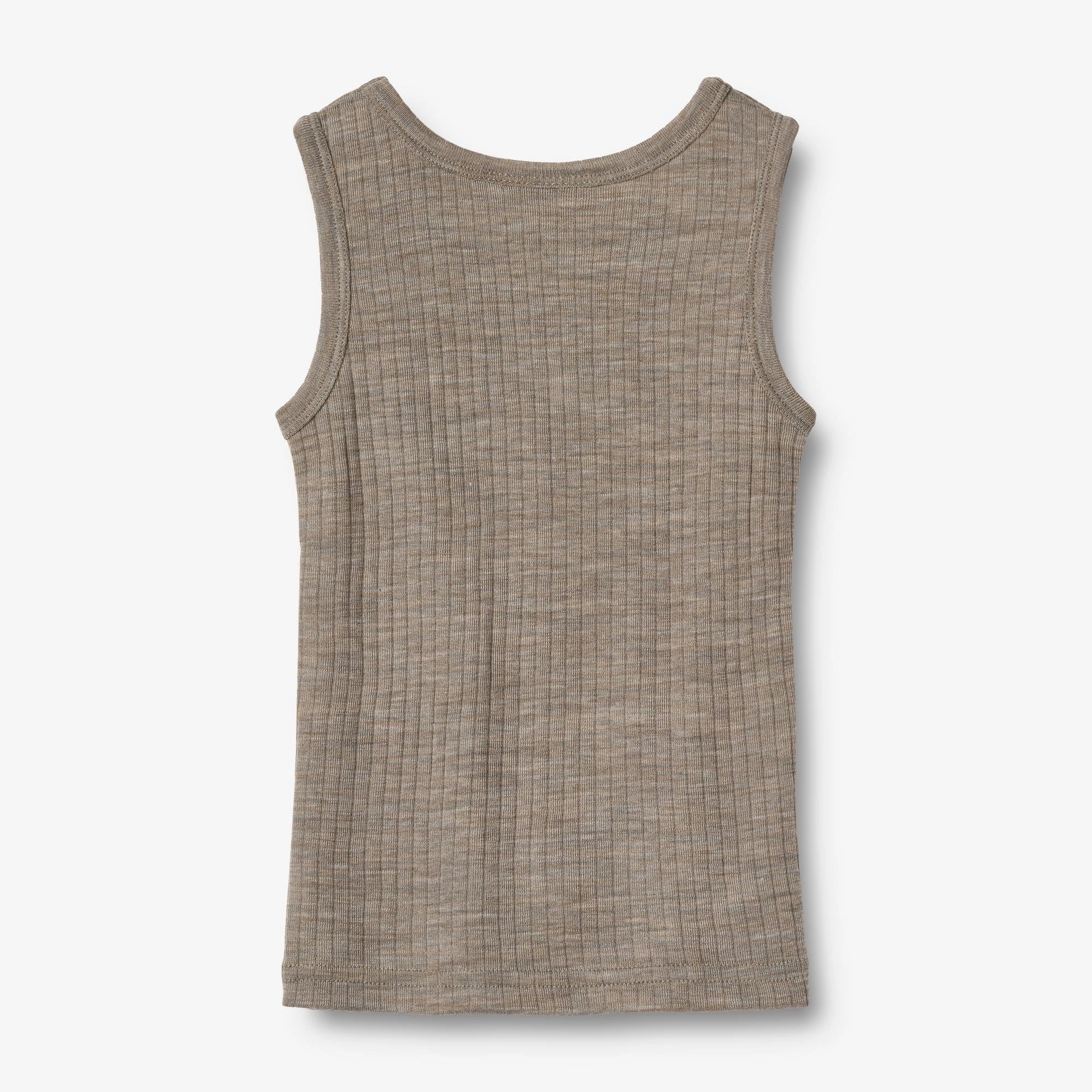 Wool Silk Singlet Iggy - khaki melange
