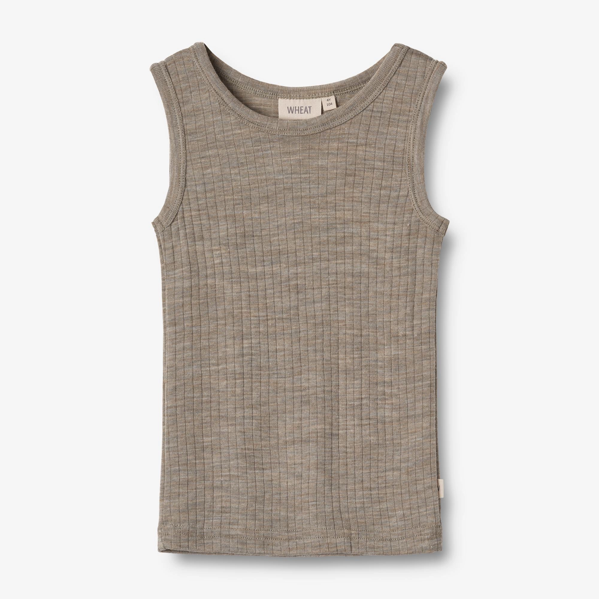Wool Silk Singlet Iggy - khaki melange