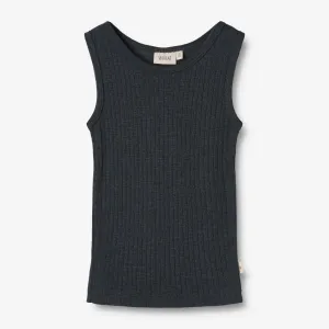 Wool Silk Singlet Iggy - navy