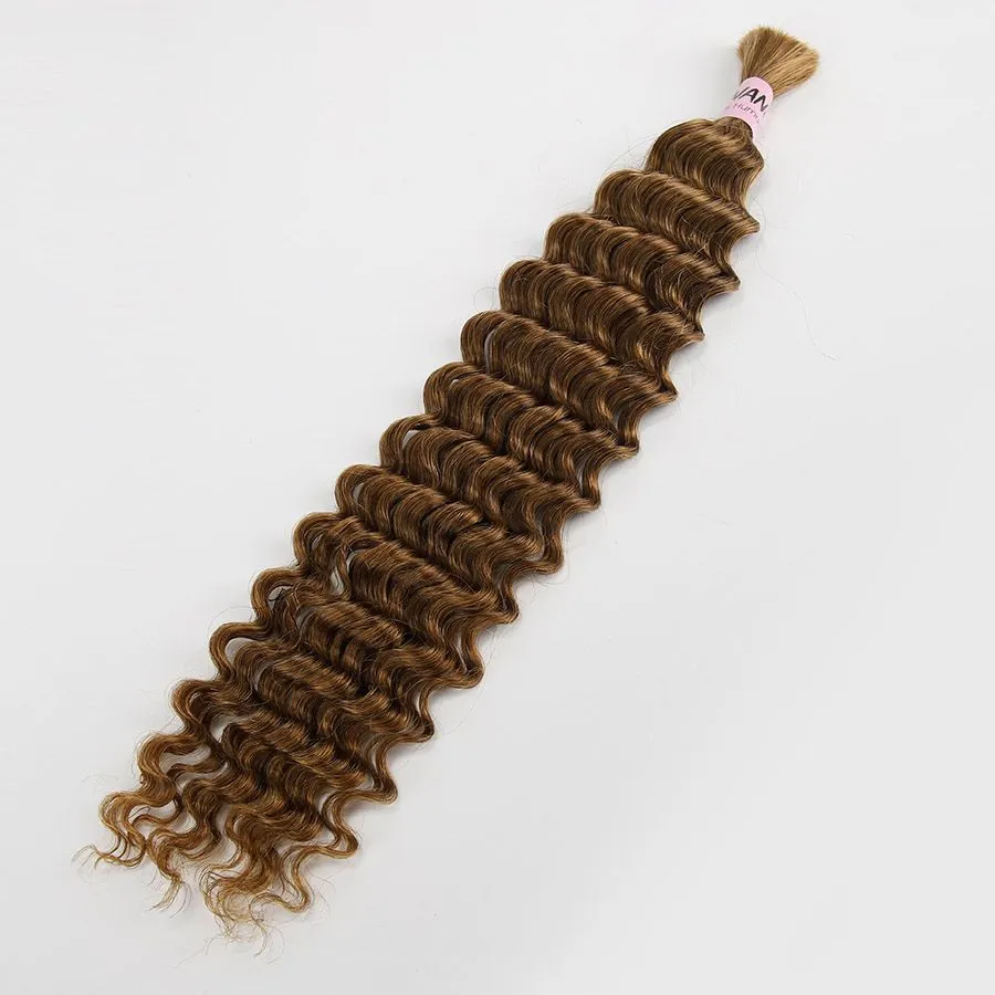 WOWANGEL 30# Color Bulk Human Hair for Braiding Deep Wave 100g