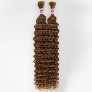 WOWANGEL 30# Color Bulk Human Hair for Braiding Deep Wave 100g